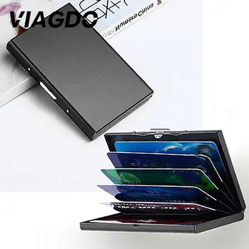 

Card Clip Card Box Metal Gift Bag Pocket Men Silver Black Stainless Steel Fashion Business Wallet