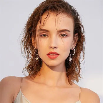 

Classic New Crystal Pendant Earrings for Women Vintage Star Moon Tassel Statement Earrings 2019 Trendy Jewelry Accessories Gifts