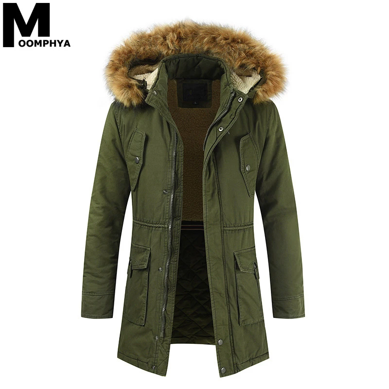 Moomphya, длинная стильная водолазка с капюшоном, зимняя куртка для мужчин, уличная Военная Мужская куртка, ветровка, пальто для мужчин, мужская верхняя одежда