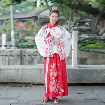 

New Female Elegant Red Hanfu Chinese Style Big Sleeve Costumes Traditional Autumn Daily Clothes Stage Performance Dress DQL2609