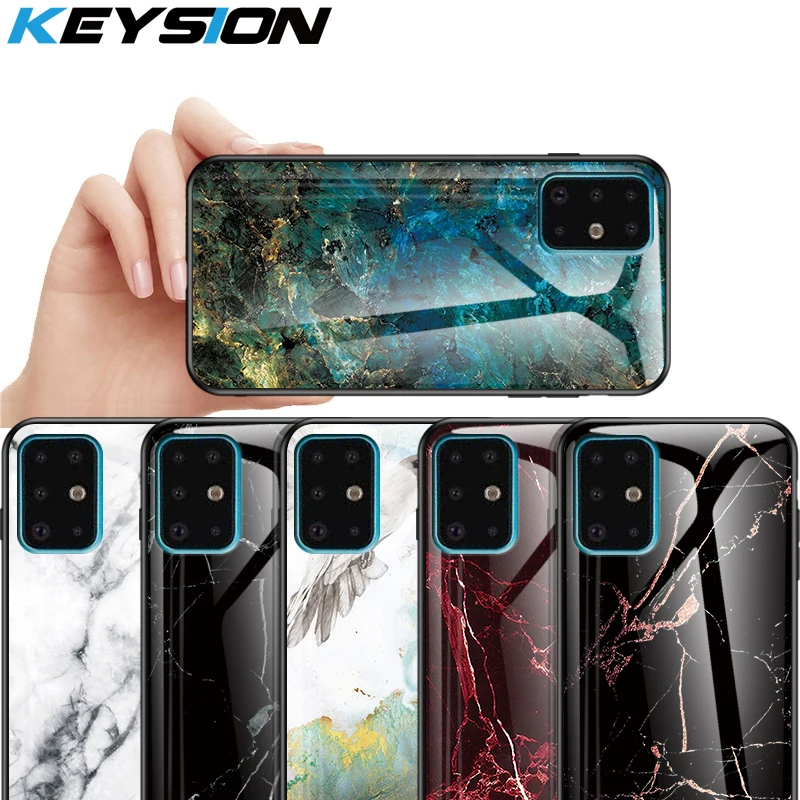 KEYSION мраморный чехол из закаленного стекла для Samsung S20 Ultra S10 S9 Note 10 телефона Galaxy A51