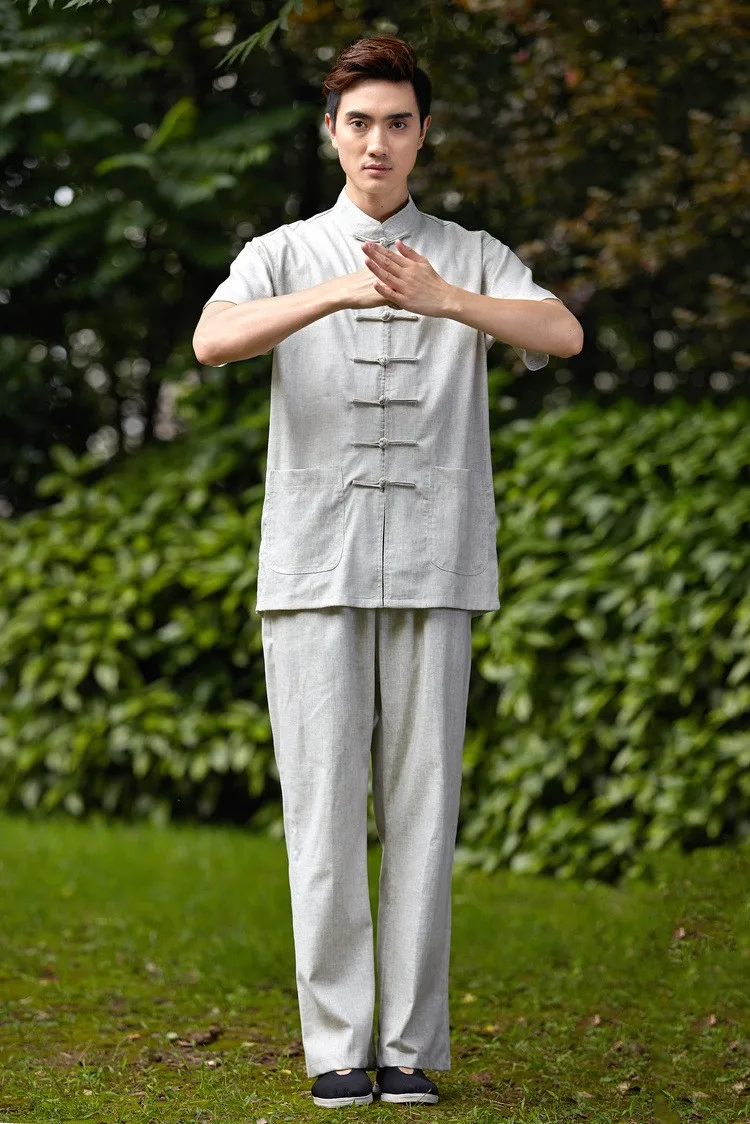 Drak серый китайский для мужчин Tai Chi Униформа традиционное белье кунг-фу костюм Одежда Размер M L XL XXL XXXL