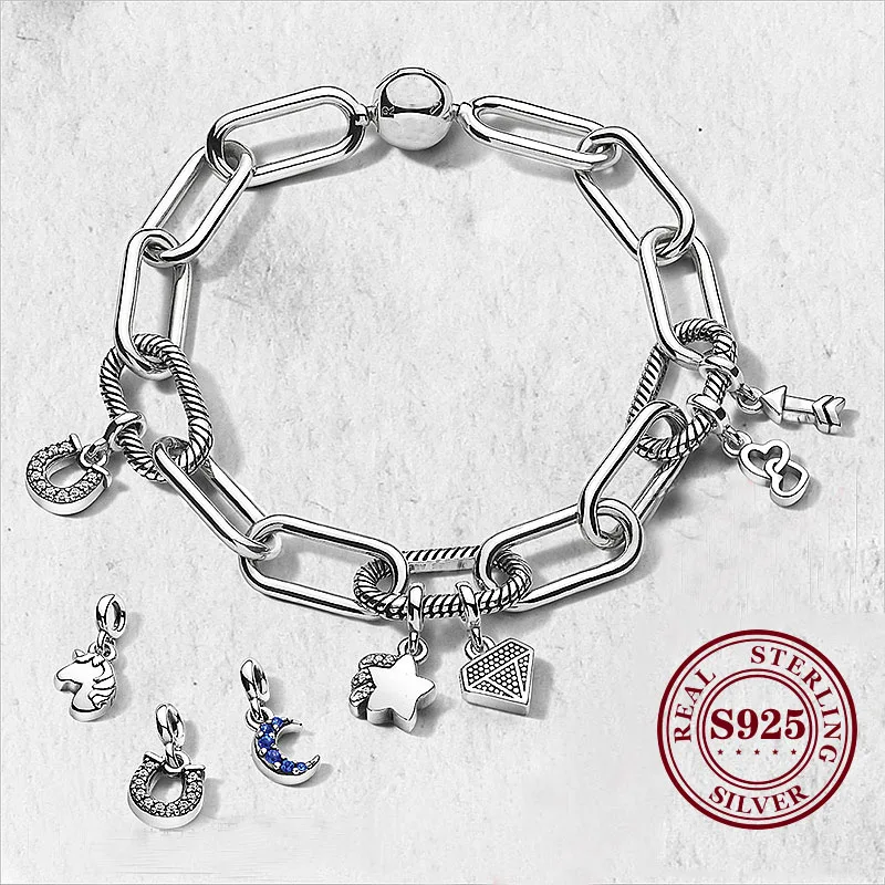 

2020 New Silver 925 Fit Original Pandoras Charms ME Bracelet Necklace Trinket Jewelry Pan Bracelet For Women Man DIY Making