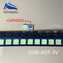 500 шт. AOT подсветка высокой мощности Светодиодный 1,5 Вт 3 в 3030 94лм холодный белый ЖК-подсветка для ТВ приложения EMC 3030C-W3C3 aot