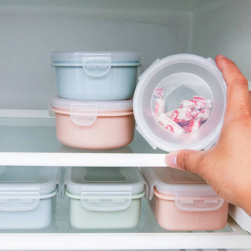

2 Styles Transparent Plastic Storage Box Space Saver Grains Beans Food Storage Containers with Lid Kitchen Fridge Storage Boxes