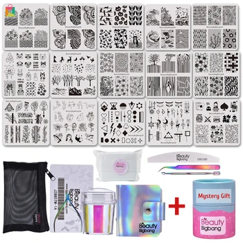 

15Pcs/Set Nail Palette Overprint Design Nail Stamping Plates Nail Art Tools & Stamper with Mystery GiftBB2