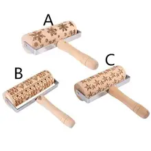 Ручка Рождество тиснение Скалка Олень Лось торт-Снежинка тесто выгравированы деревянный ролик выпечки печенье бисквит Фондант