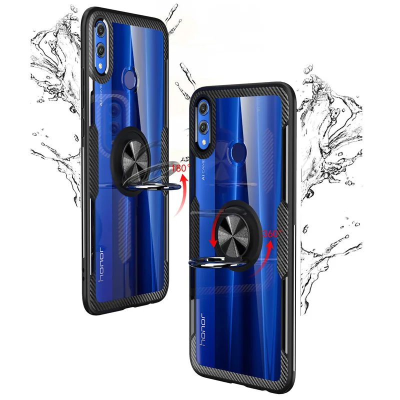 

Phone Case For Huawei Honor 8X Y MAX New Luxury Original TPU Frame Transparent PC Back Full Cover Aluminum Ring Shockproof Hot