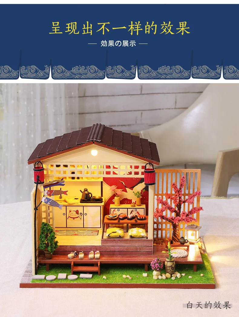 Косплей карточка Captor Sakura DIY деревянный китайский стиль Кукольный дом Креативный миниатюрный с мебельной конструкцией светодиодный ручной работы