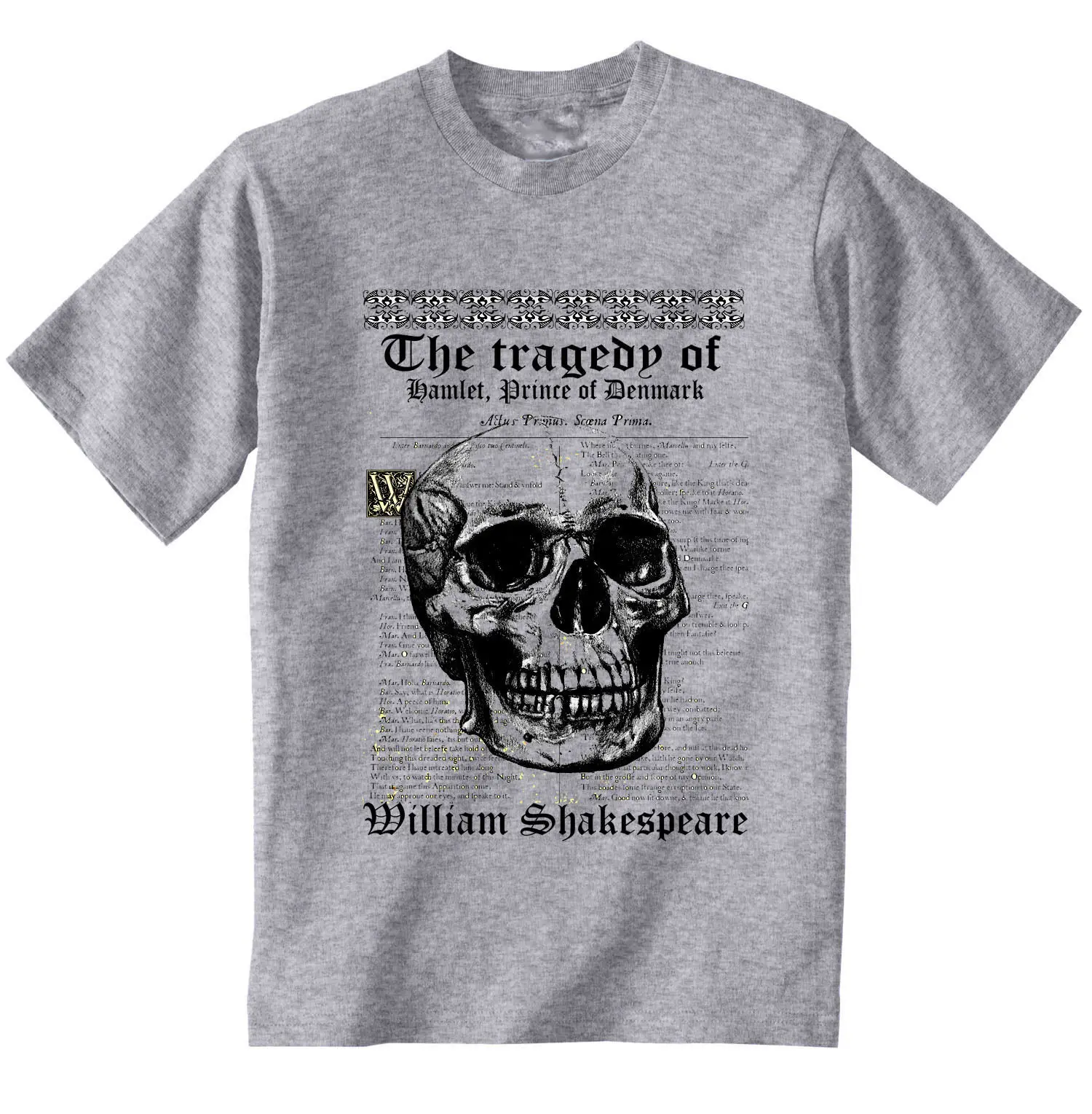 

William Shakespeare Hamlet- New Cotton Grey Tshirt Men Tops Tees 2018 Summer Fashion New Sale 100 % Cotton T Shirt Top Tee