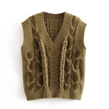 AGong повседневные женские свитера с перекрещивающимися крест-накрест, модный тонкий Однотонный свитер с v-образным вырезом, женские элегантные Свитера без рукавов для женщин LD