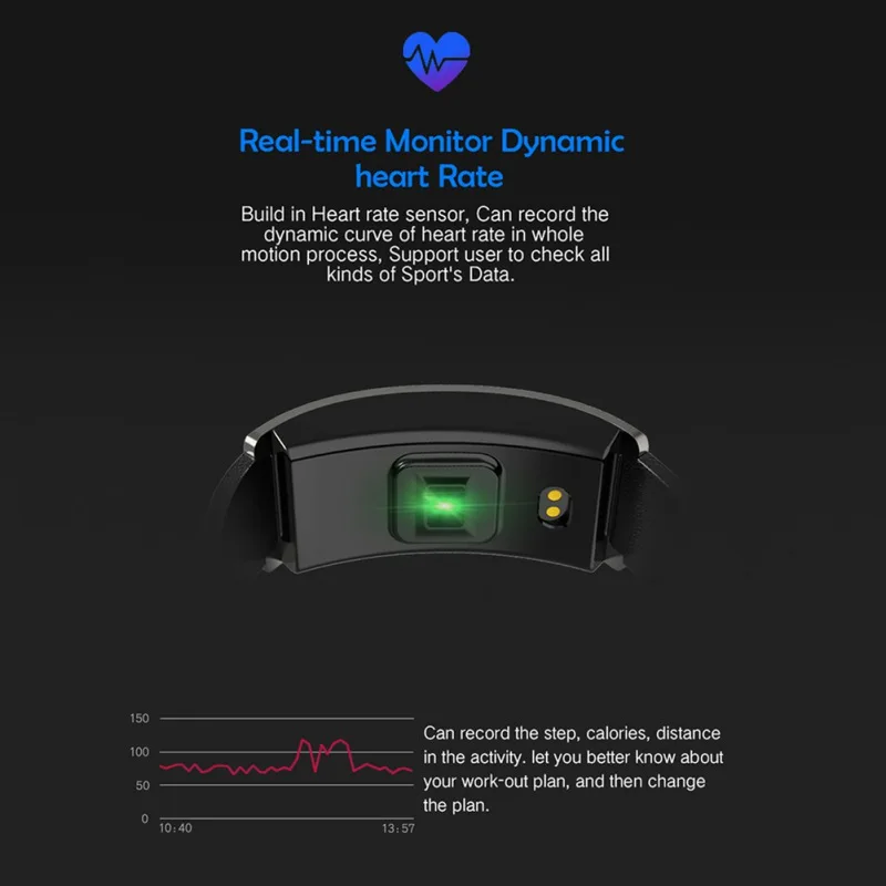 CK11C Smart Bracelet Color Screen Heart Rate Monitoring Bracelet Blood Pressure Fitness Tracker Sports Watch Wristband