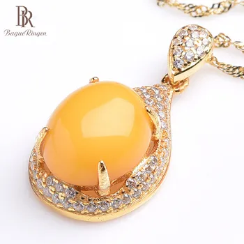 

Bague Ringen Classic Fashion Topaz Necklace for Women Water Drop Shaped Pendant Silver 925 Jewelry Amber Beeswax Female Gift