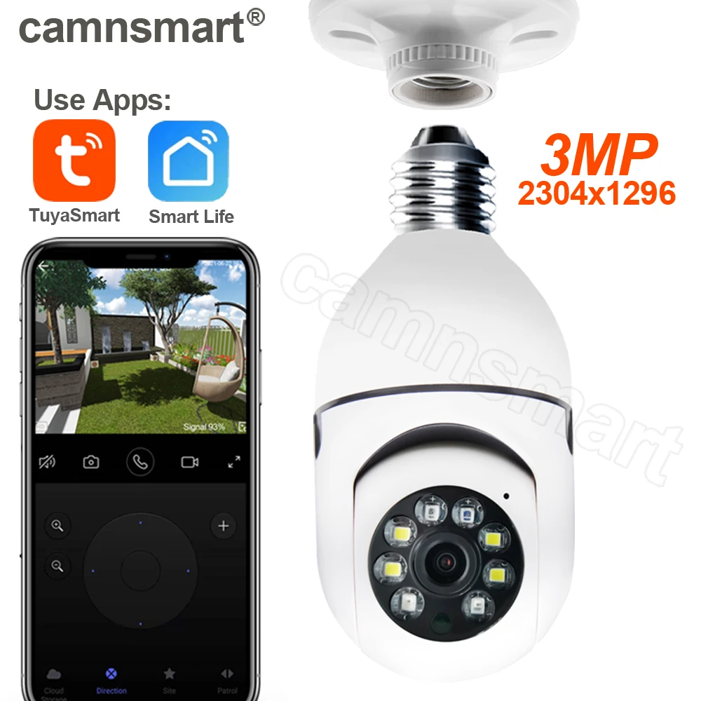 3mp Tuya Wifi E27 Ptz лампа Ip камера видео CCTV наблюдение дома умная жизнь AI безопасность
