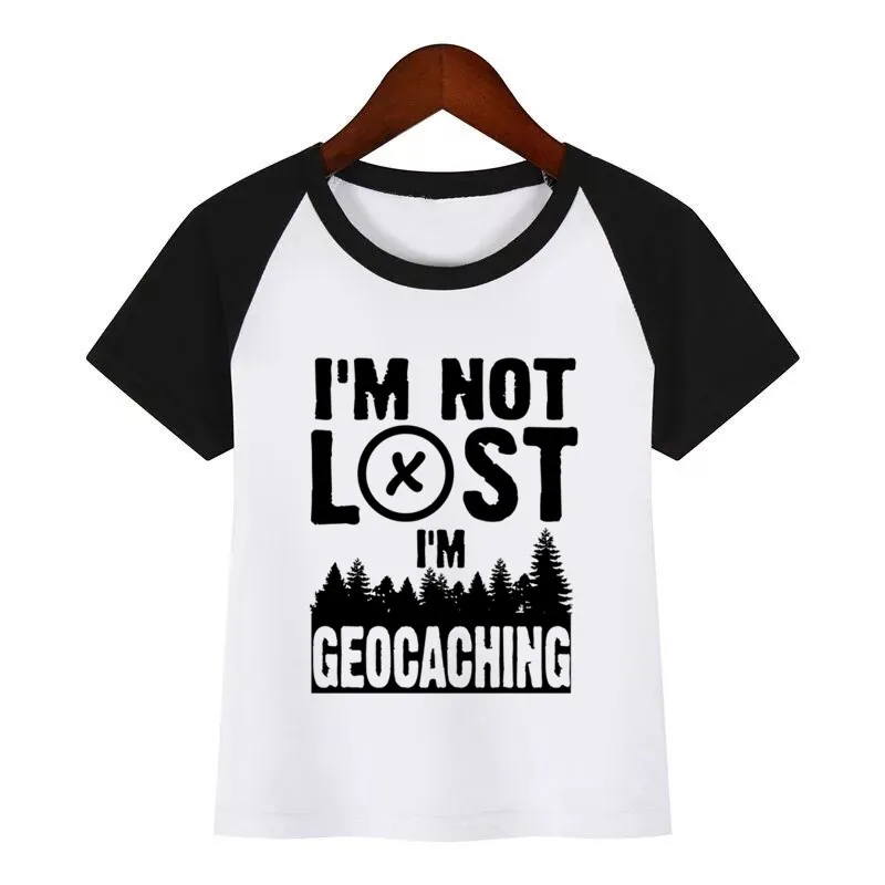 Детская футболка с забавным принтом I'm Not Lose I'm Geocaching летние дизайнерские топы для мальчиков и девочек, Повседневная Уличная футболка