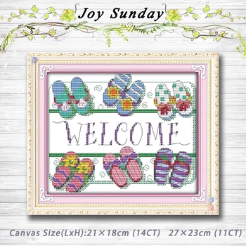 

Welcome Slipper cartoon painting Counted Cross Stitch dmc 11CT 14CT Cross Stitch Kits for Embroidery Home Decor Needlework