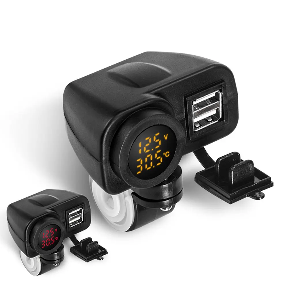 Мотоцикл двойной Usb с цифровым дисплеем датчик температуры водонепроницаемый Быстрая зарядка 12V24V Универсальное зарядное устройство для мобильного телефона