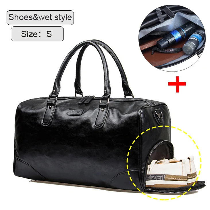 Из мягкой PU искусственной кожи, кожаные, для спортзала сумка Для мужчин Для женщин обувь для фитнеса сумки путешествия спортивные сумки на плечо для сухой и влажной уборки, Sac De Sporttas Gymtas XA221D - Цвет: M Shoes Wet Black