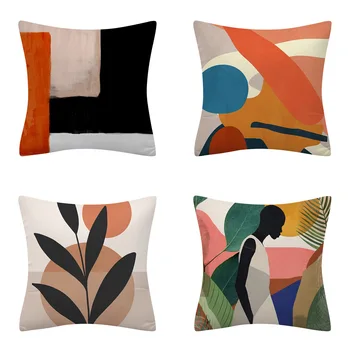 

2020 Cross Border Popular Hot Selling Peach Skin Pillow Covers Abstract Art Home Decoration Back Cushion Cushion Cover NG13