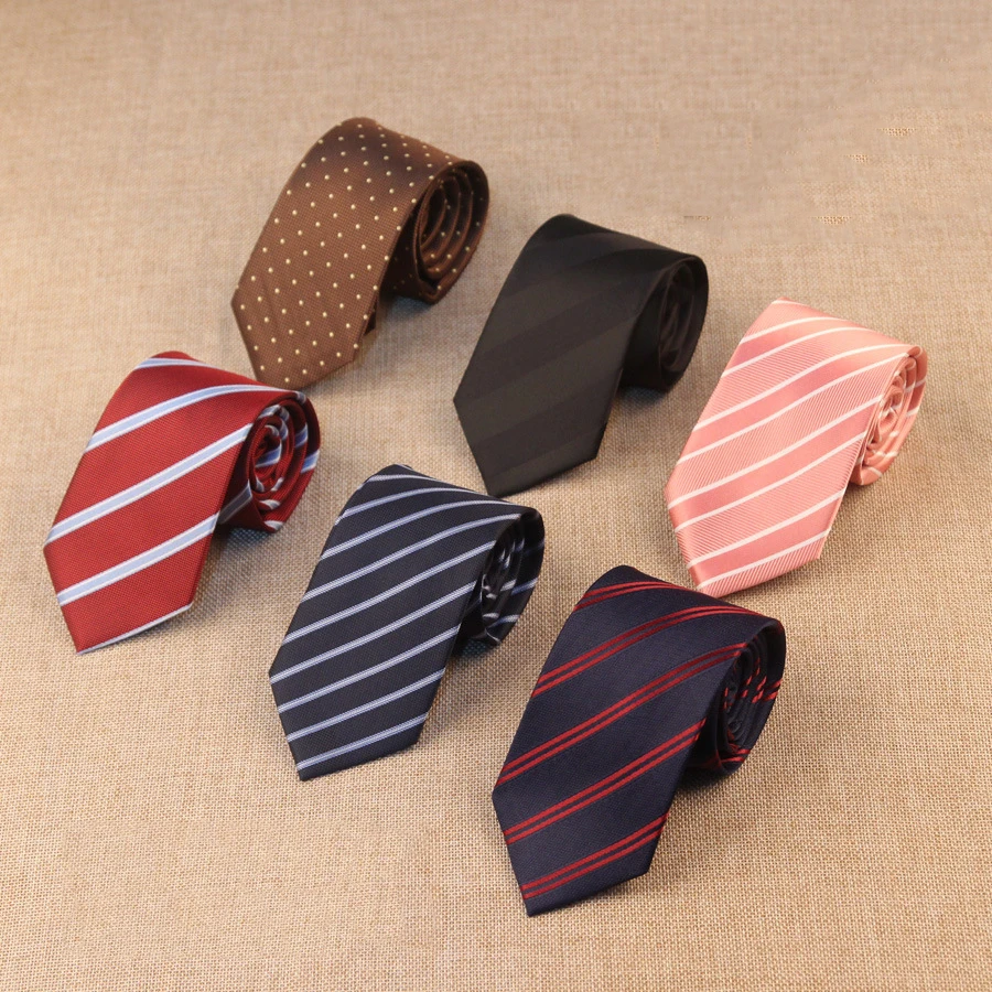 

Sitonjwly Polyester Ties for Men Wedding Party Dress Neck Ties Striped Gravatas Slim Necktie Shirt Accessories Custom Logo
