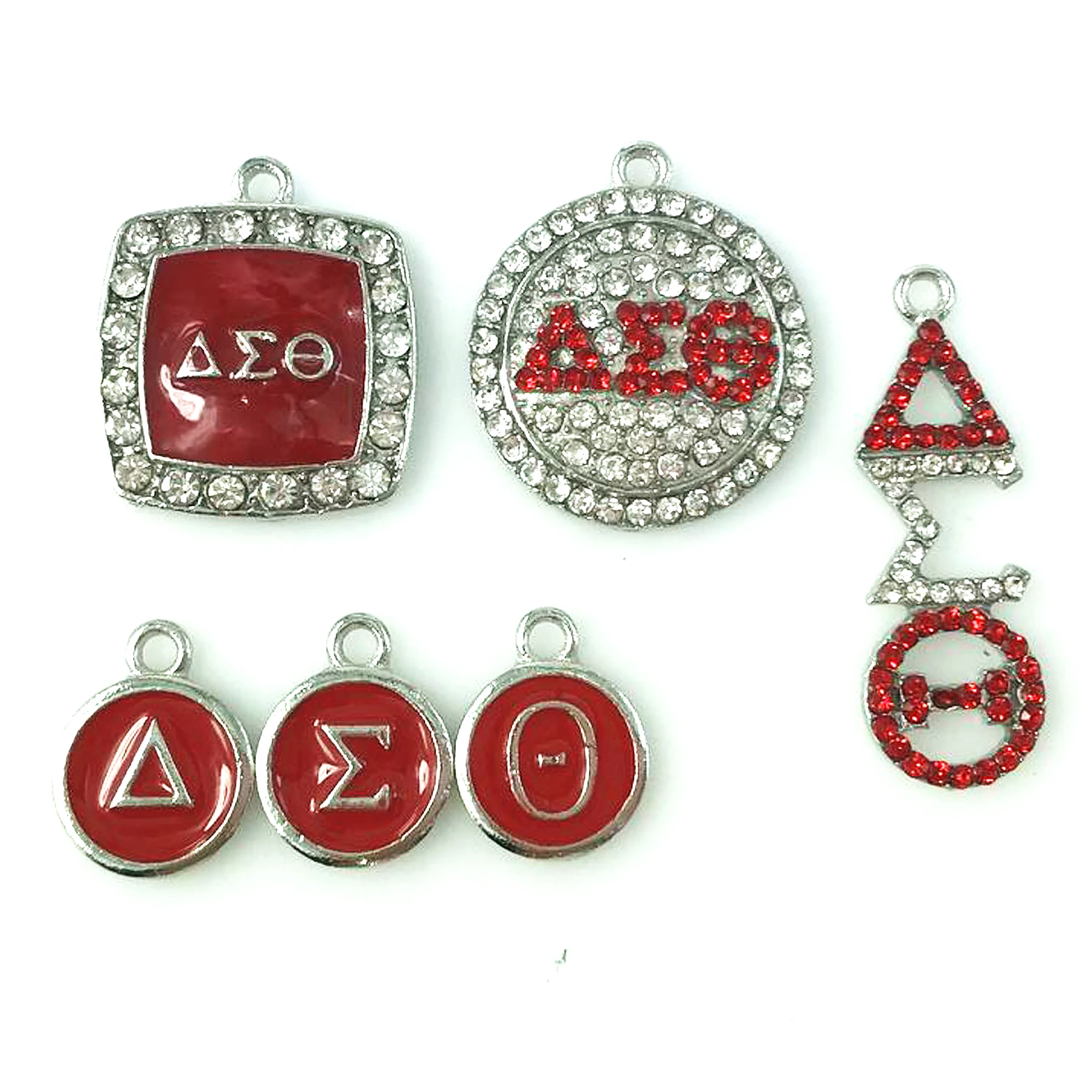 

Red Rhinestone/Enamel SORORITY GREEK Delta Sigma Theta DST Charm Pendant For DIY Bracelet Keychain Jewelry Necklace