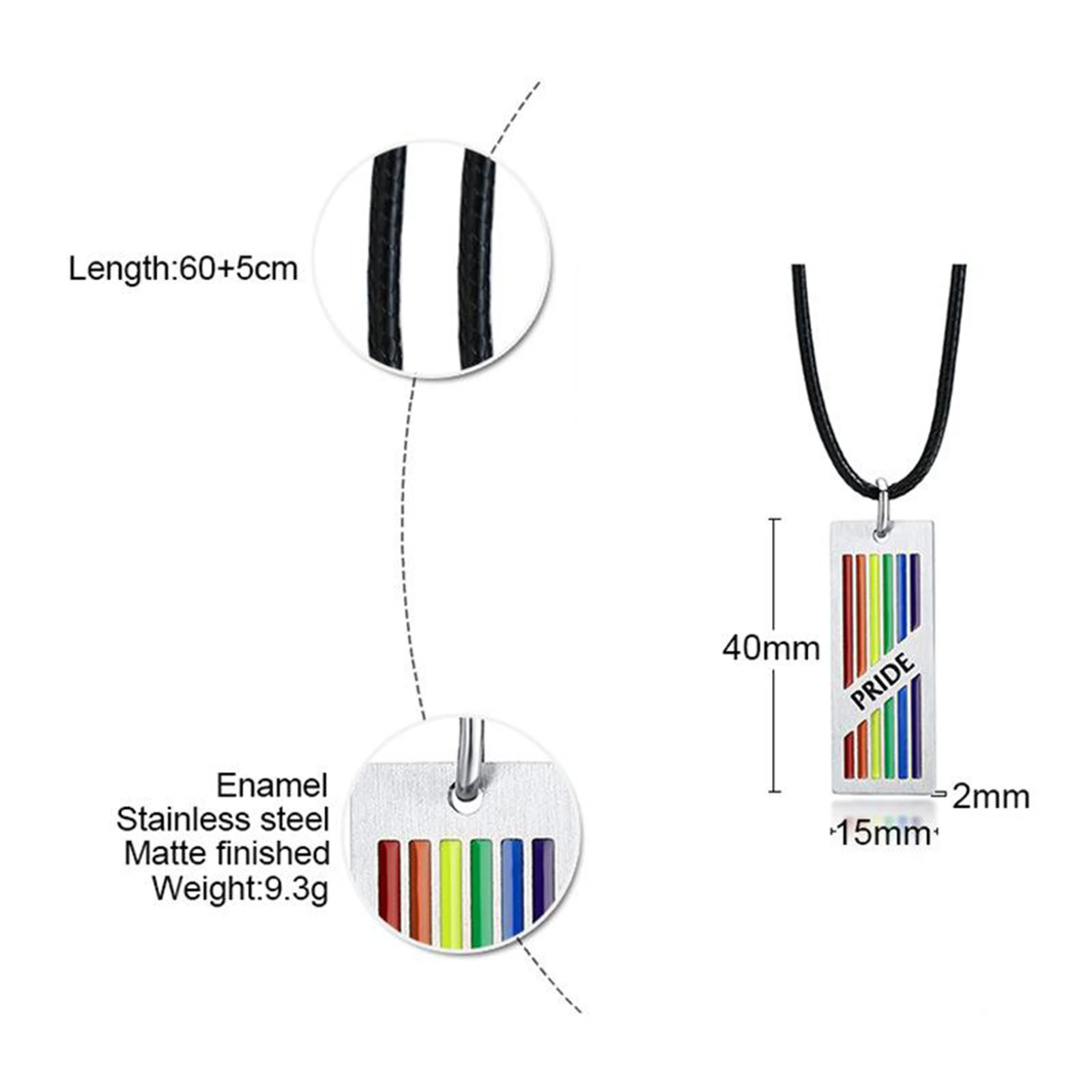 Rainbow Rectangle Tag Pendant Necklace LGBT Lesbian Gay Pride Flag Jewelry Rainbow Rectangle Tag Pendant Necklace LGBT Lesbian Gay Pride Flag Jewelry