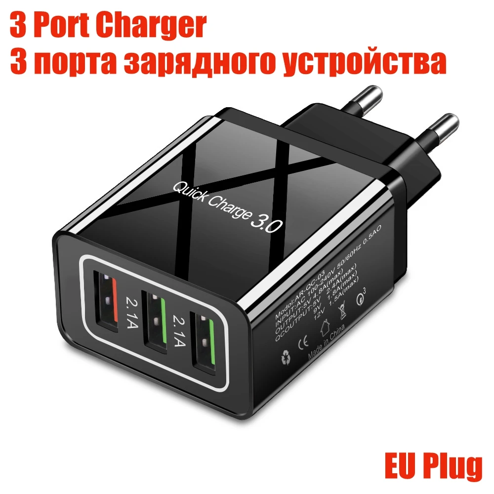 QC3.0 Быстрая зарядка 3,0 4,0 мобильный телефон быстрое USB зарядное устройство для телефона для samsung Xiaomi huawei для iPhone11 8 Планшет настенный адаптер - Тип штекера: All Black EU Charger