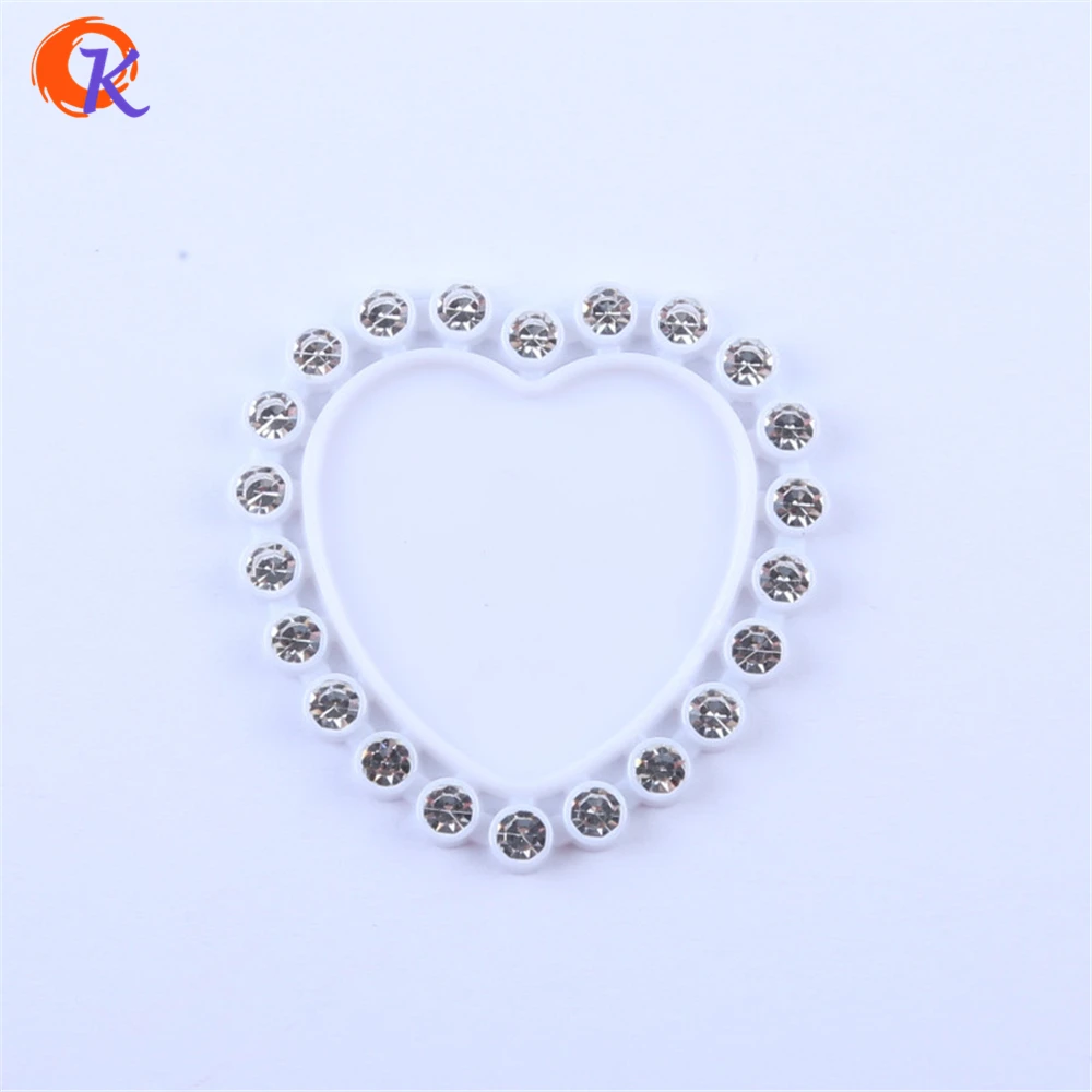 Cordial Design 20Pcs/Lot DIY Jewelry Resin Rhinestone Pendant Chunky Necklace Image Holder White Heart Trays CDWB-517890 | Украшения и