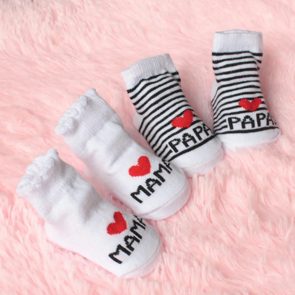 Носки для малышей нескользящие носки-тапочки для новорожденных мальчиков и девочек носки с надписью «люблю мама папа», L1003
