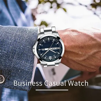 

Men's Fashion Business Watches Roman Number Quartz Watch Waterproof Wristwatch Stainless Steel Wrist Watch Adjustable Watchband