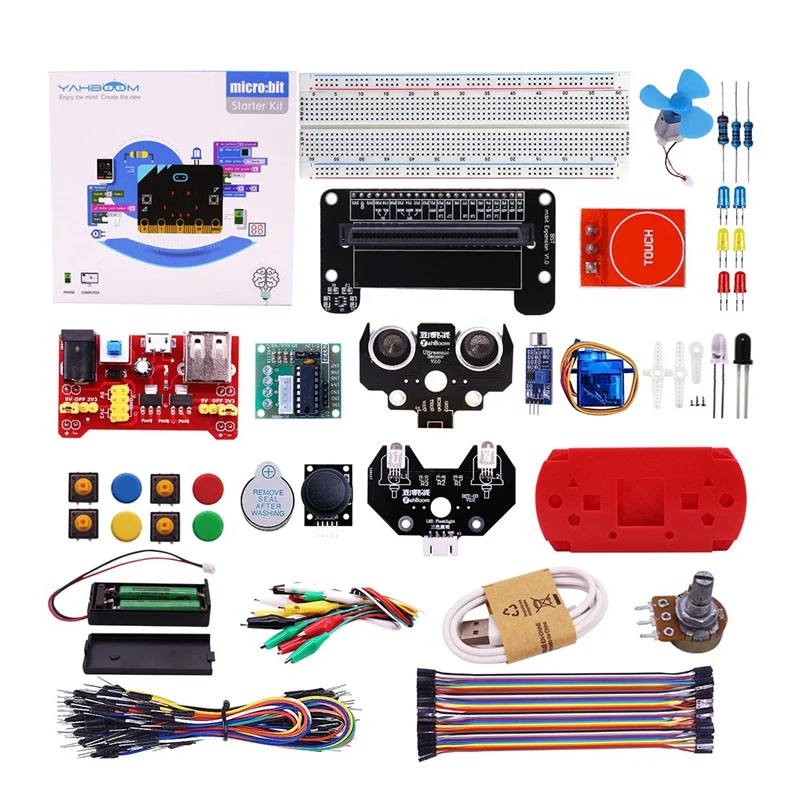 Micro:Bit Starter Kit de aprendizaje para niños Bbc Micro-Bit Board Graphical programable Stem Toys Kit electrónico para 8 + niños con 23