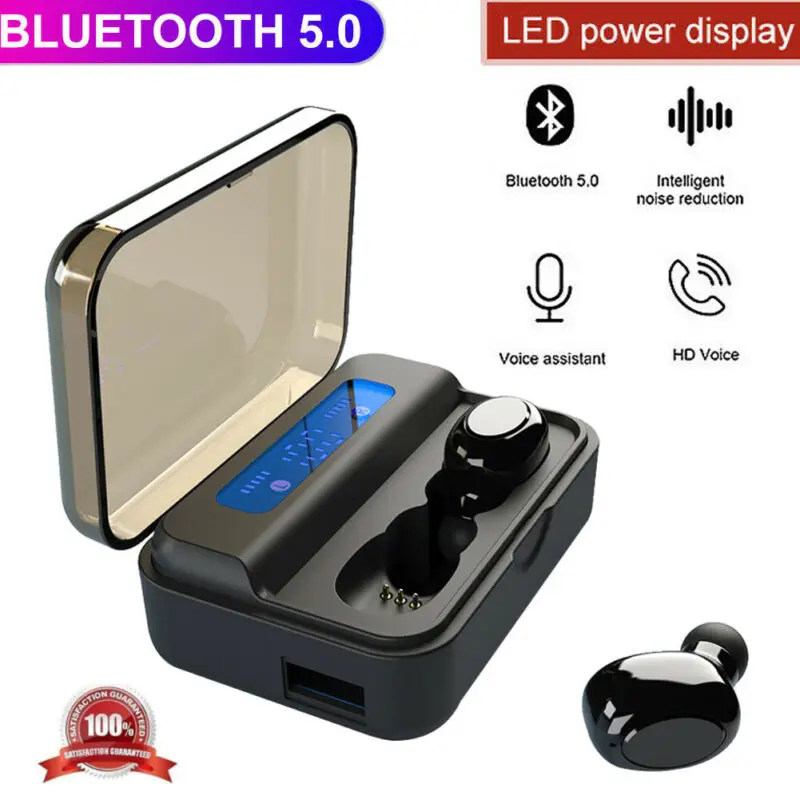 New 5 0 Bluetooth Earphone 8D Stereo Wireless Earbuds Mini Wireless Earphone Headset with Power Bank Earphone Headphone