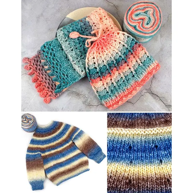 BEST MATCH 100g Rainbow Woollen Yarn DIY Hand Woven Cake Yarn Hat Scarf