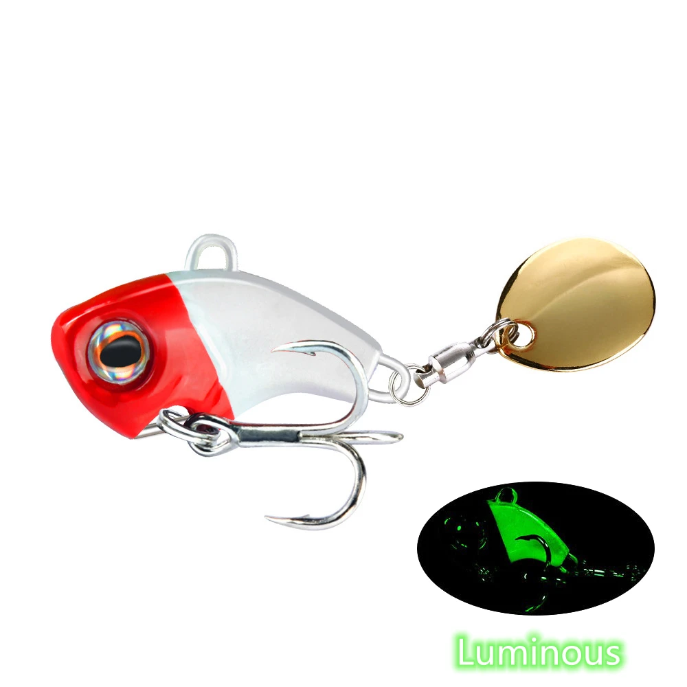 1PCS Rotating Metal VIB 9g/13g/16g/22g Wobbler Fishing Lure Sequins Tail Spinner Sinking Baits Spoon Crankbait Fishing Tackle