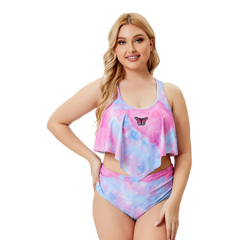 Женский раздельный купальник Tie-dye Раздельный из двух предметов с рюшами и