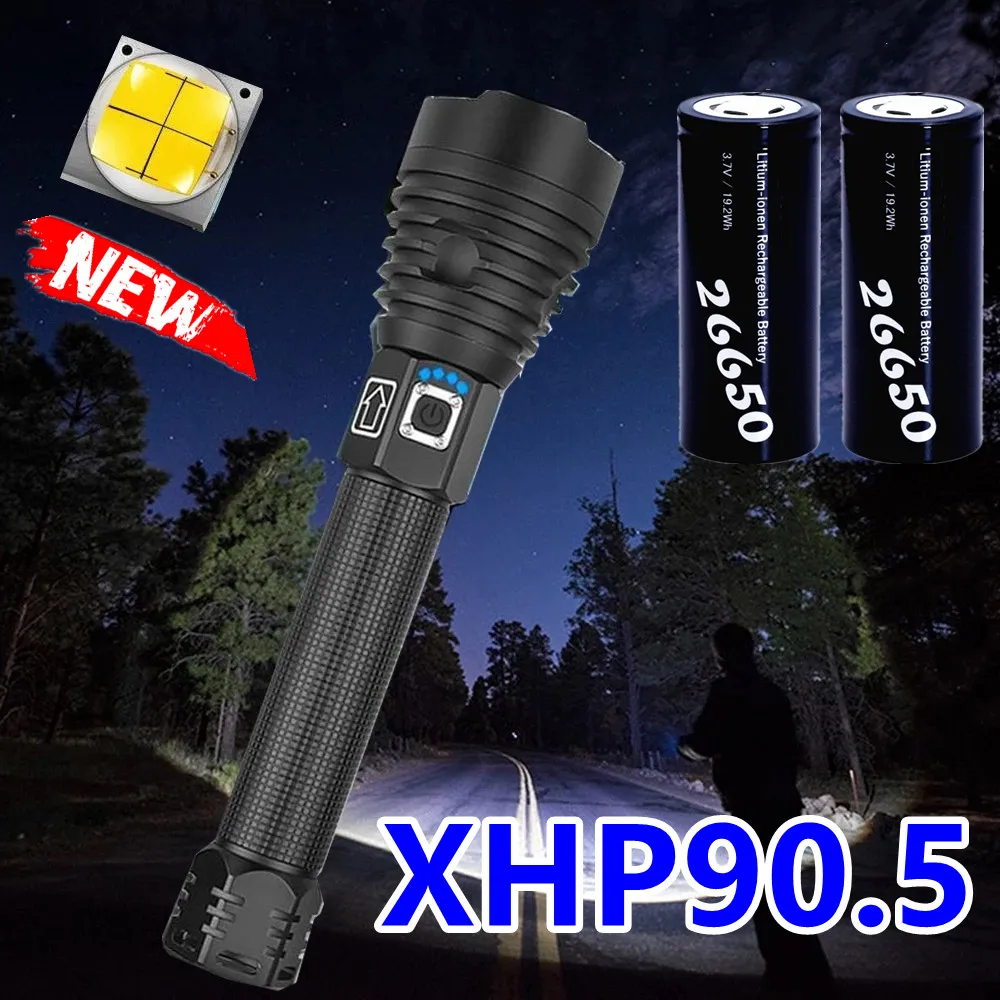 Мощный фонарик-вспышка XHP90.5 18650 лм Usb тактисветильник рь XHP90 светодиодный