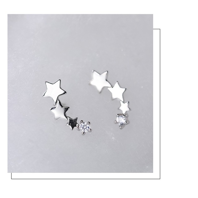 Korean Fashion Geometric Star Earrings Ear Climber Exquisite Zircon Stud Earrings For Women Versatile  Party Jewelry Gifts