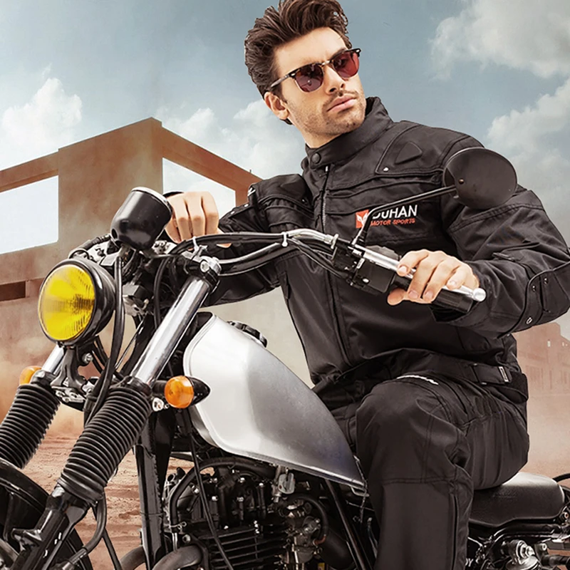 DUHAN мотоциклетная ветрозащитная куртка мужская Байкерская одежда куртка Защитное снаряжение брюки Защитная подкладка 4 сезона куртки