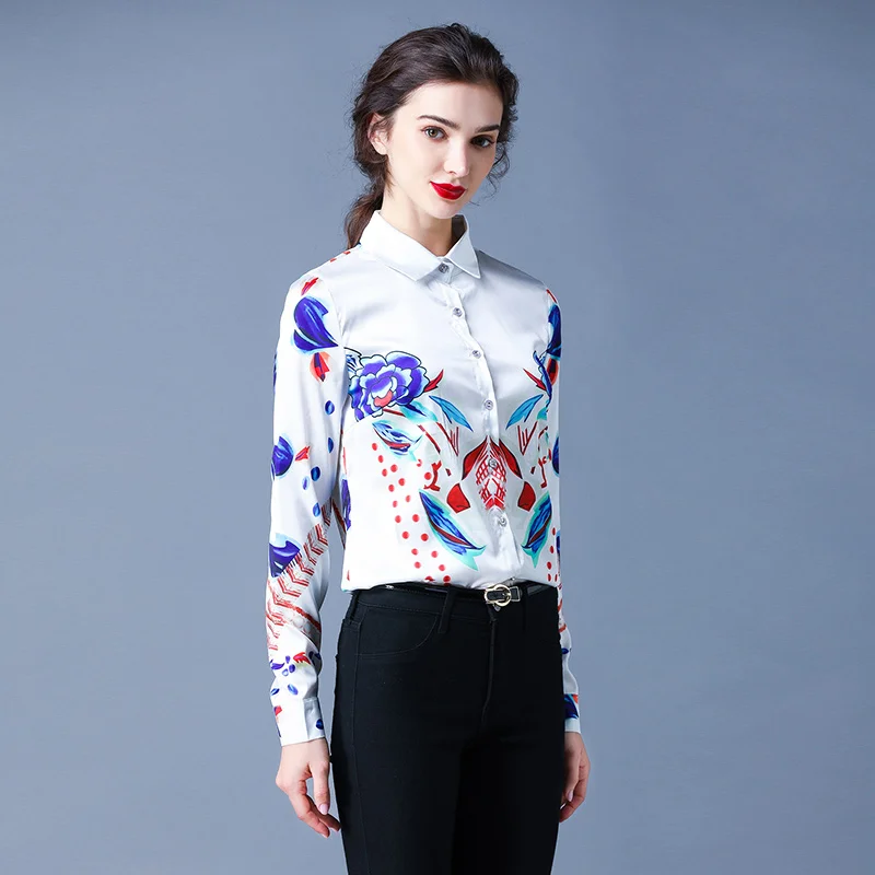 

Sutimine 2020 Autumn New Fashion Flower Printed Women's Blouse Elegant Button Up Shirt Lady Long Sleeve Gilrs Top Clothes