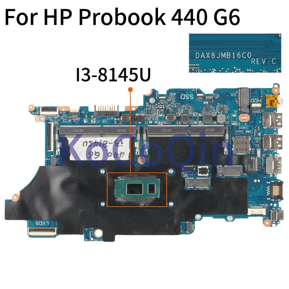 Best  KoCoQin Laptop motherboard For HP Probook 440 G6 Mainboard I3-8145U DAX8JMB16C0 Tested