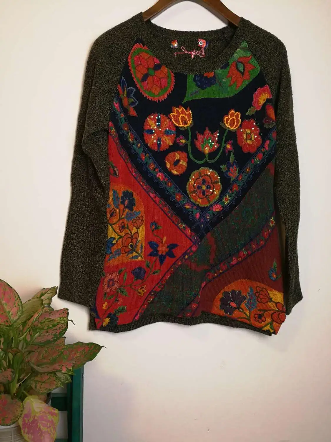 Испанский Стиль Deg family вязаный свитер с принтом на осень и зиму(2) M