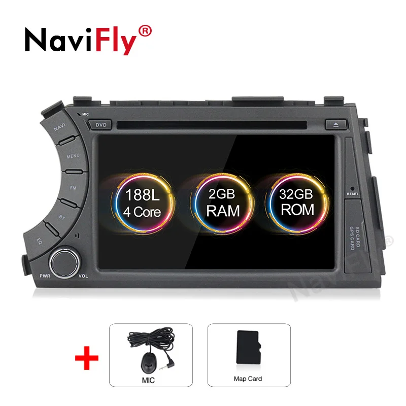 Navifly 2din HD 1024X600 Android 9,1 2G ram 32ROM автомобильный DVD для Ssang Yong ссангйонг Актион, ссангйонг кайрон 2005-2013 стерео gps навигация - Цвет: Standard model