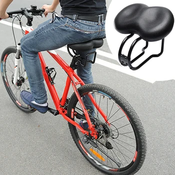 

Flexible PU Seat Road Durable Bicycle Saddle Cycling Mountain Bike Soft Noseless Shockproof Big Bum Wide Cushion Universal Pad