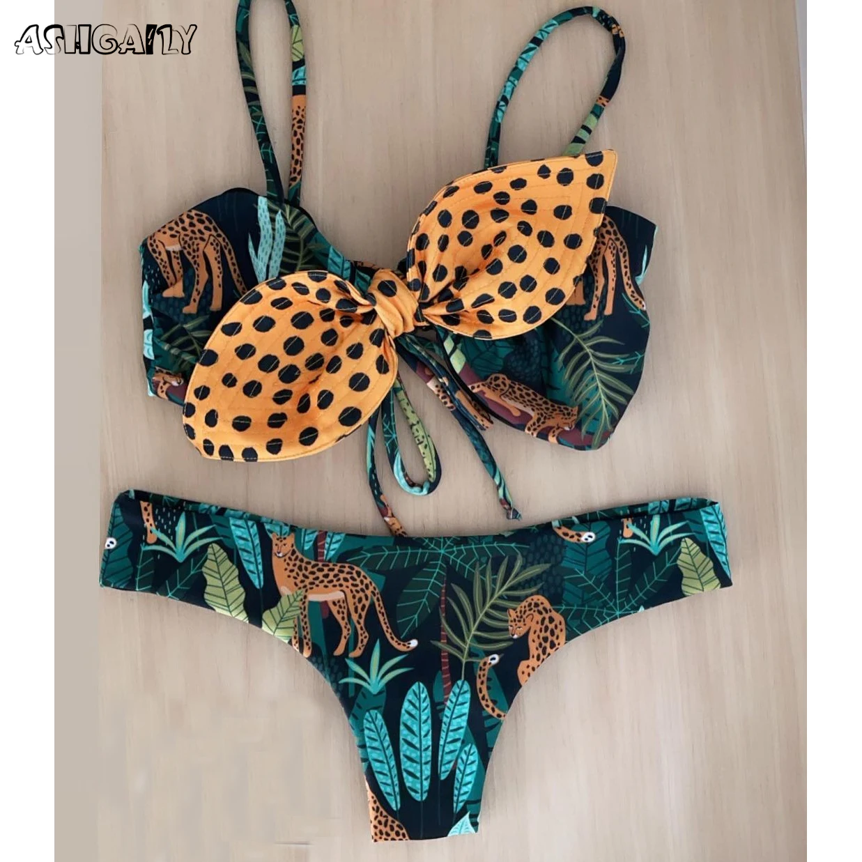 Купить 2021 New Swimwear y2k Bow Bikinis Print Separate Swimsuit Shirring Swimming Suits Bathing Suit Summer Beachwear  Женская одежда | Купальники (1005003223167159)