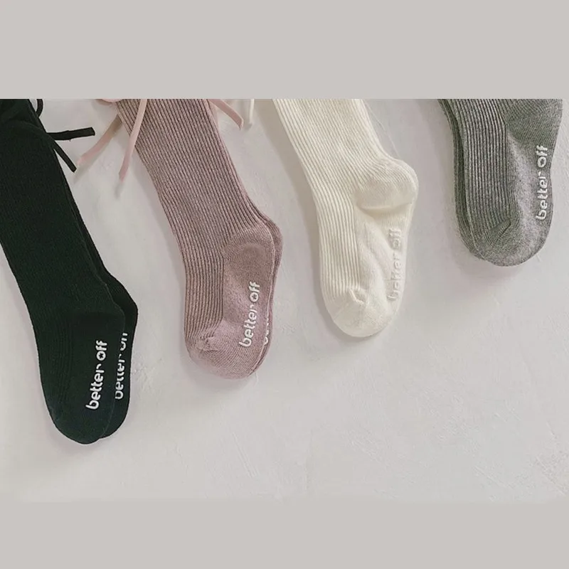 Baby Socks Cotton Children Girls Princess Bow Tube Socks Spring Autumn Cute Baby Toddler Knee High Sock Non-slip Long