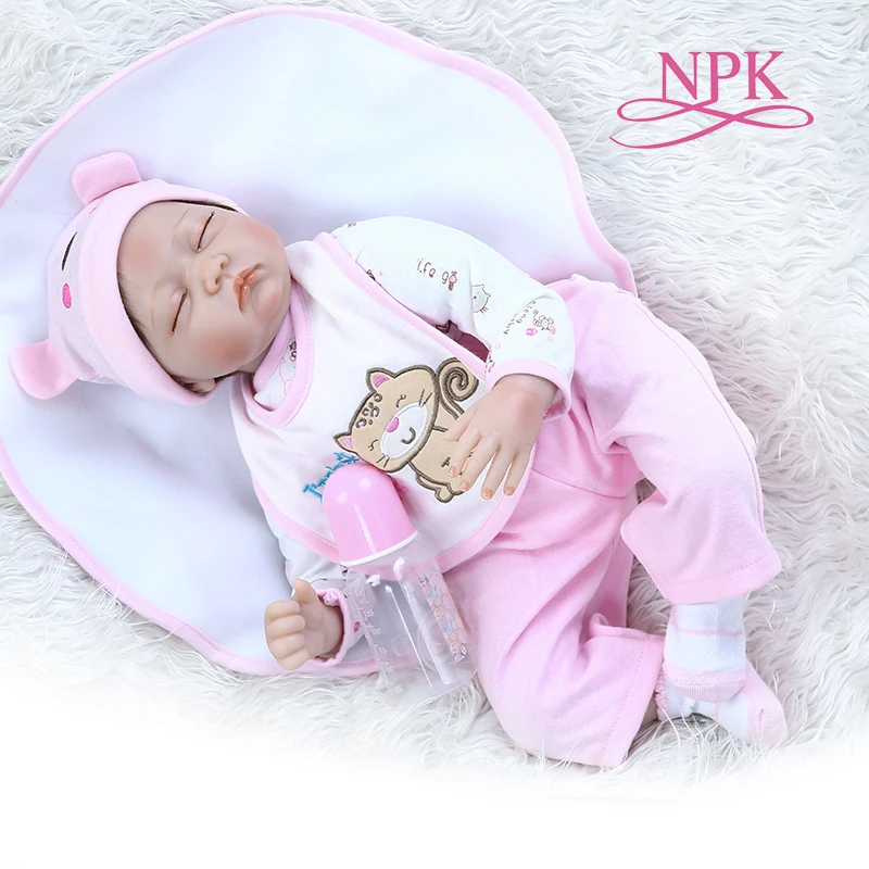 55 см Розовая кукла Спящая bebe reborn baby Мягкая силиконовая ручной работы настоящие