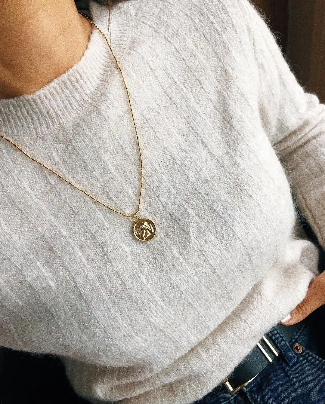 Abayabay Амура длинное ожерелье s ювелирные изделия для влюбленных Персонализированные Ангел Девушки серебряный цвет Трендовое ожерелье цепь женщины колье