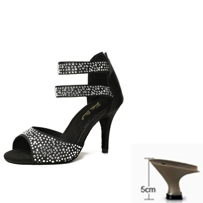 5cm heel Профессиональная высококачественная атласная обувь для латинских танцев, Встроенные стразы, женская обувь для сальсы, Танго, обувь на каблуках - Цвет: 5cm heel
