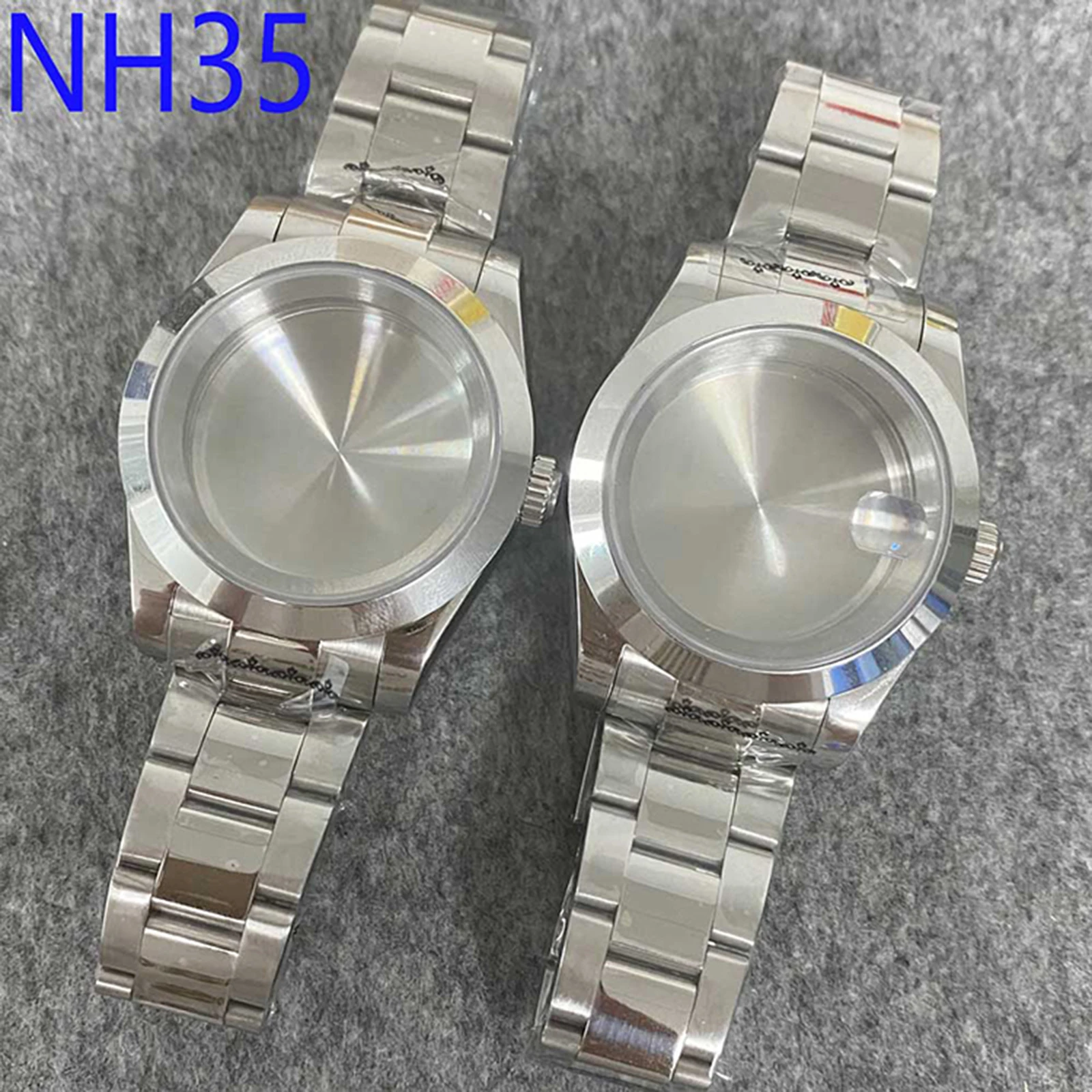 

For NH35/NH36 Watch Case + Strap 39mm Stainless Steel Shell Movement Oyster Perpetual Sapphire Glass Watch Cover Watchband