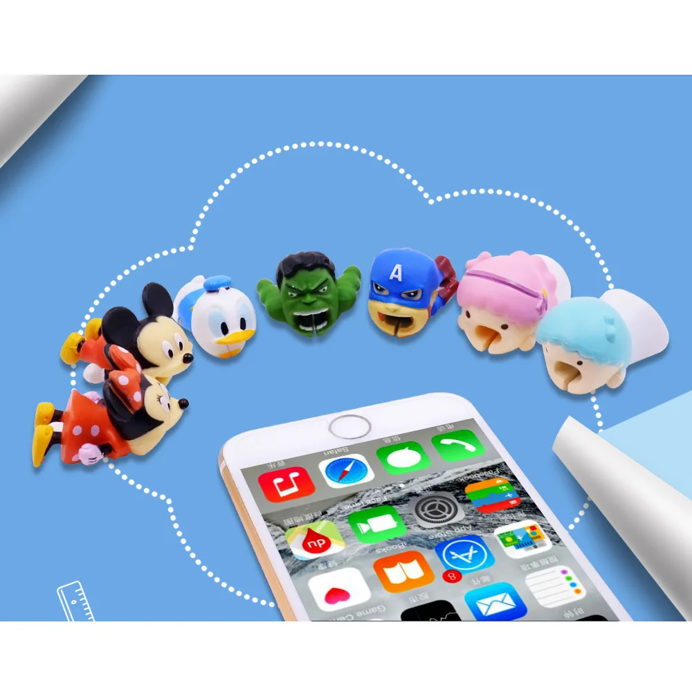 CHIPAL кабель укусы протектор для Iphone зарядное устройство провода сматывания шнура аксессуар Chompers мультфильм кукла модель забавный держатель телефона